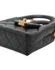 Pre-Loved Kelly Shopping Bag Handbag Quilted Leather Nano with Aged Gold Hardware, Black