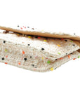 Pre-Loved Wallet on Chain Crossbody Bag Quilted Tweed with Gold Hardware, Beige Multicolor