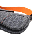 Pre-Loved Saddle Shoulder Bag Trotter Denim with Silver Hardware, Blue