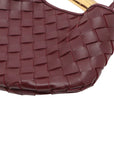 Pre-Loved Sardine Crossbody Bag Intrecciato Leather Mini with Gold Hardware, Burgundy