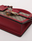 Pre-Loved Queen Margaret Handbag Monogram Coated Canvas Small with Aged Gold Hardware, Beige Ebony Red