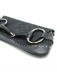 Pre-Loved Horsebit Chain Clutch Clutch Monogram Coated Canvas with Silver Hardware, Black