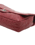 Pre-Loved Easy Flap Shoulder Bag Quilted Leather with Silver Hardware, Red