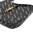 Pre-Loved Jackie 1961 Shoulder Bag Logo Stripe Leather Medium with Gold Hardware, Black