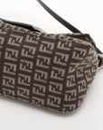 Pre-Loved Mamma Baguette Shoulder Bag Zucchino Coated Canvas with Silver Hardware, Brown