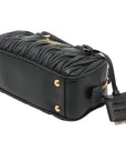 Pre-Loved Matelassé Bowling Bag Handbag Quilted Leather Mini with Gold Hardware, Black