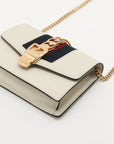 Pre-Loved Sylvie Crossbody Bag Leather Mini with Gold Hardware, White