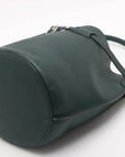 Pre-Loved Big Bag Bucket Bucket Bag Leather Nano with Silver Hardware, Dark Green
