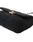 Pre-Loved Chanel 19 Shoulder Bag Quilted Fabric Small with Mixed Hardware, Black