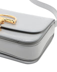 Pre-Loved Stirrup Flap Bag Shoulder Bag Leather Small with Gold Hardware, Light Gray