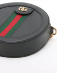 Pre-Loved Ophidia Round Mini Crossbody Bag Leather Mini with Gold Hardware, Black