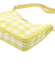 Pre-Loved Re-Edition 2005 Shoulder Bag Crochet Raffia Gingham Mini with Silver Hardware, Yellow and White