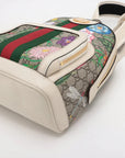 Pre-Loved Ophidia GG Flora Backpack Monogram Coated Canvas Small with Gold Hardware, Beige Ebony with Floral Multicolor