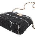 Pre-Loved Camera Bag Crossbody Bag Plaid Tweed Mini with Gold Hardware, Black and White