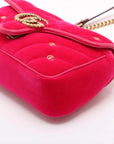 Pre-Loved GG Marmont Shoulder Bag Quilted Velvet Small with Aged Gold Hardware, Pink
