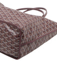Pre-Loved Anjou Tote Goyardine Chevron Coated Canvas PM with Silver Hardware, Burgundy