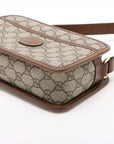 Pre-Loved GG Retro Interlocking G Camera Bag Crossbody Bag GG Supreme Coated Canvas Mini with Gold Hardware, Beige and Ebony