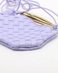 Pre-Loved Sardine Crossbody Bag Intrecciato Leather Mini with Gold Hardware, Lavender