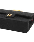 Pre-Loved Classic Double Flap Shoulder Bag Quilted Jersey Medium with Gold Hardware, Black