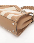 Pre-Loved Peekaboo Handbag Striped Canvas Mini with Silver Hardware, Brown and Beige