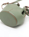 Pre-Loved Balloon Bucket Bag Leather Mini with Gold Hardware, Sage Green
