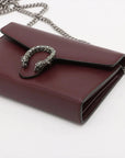 Pre-Loved Dionysus Chain Wallet Crossbody Bag Leather Mini with Aged Silver Hardware, Burgundy