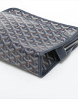 Pre-Loved Jouvence Toiletry Pouch Clutch Goyardine Chevron Coated Canvas MM with Silver Hardware, Navy Blue