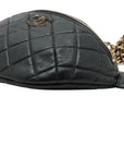 Pre-Loved Quilted Belt Bag Quilted Leather with Gold Hardware, Black