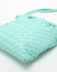 Pre-Loved Hop Crossbody Bag Intrecciato Leather Mini with Gold Hardware, Turquoise
