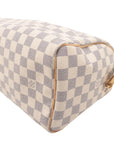 Pre-Loved Speedy Handbag Damier Coated Canvas 25 with Gold Hardware, Cream