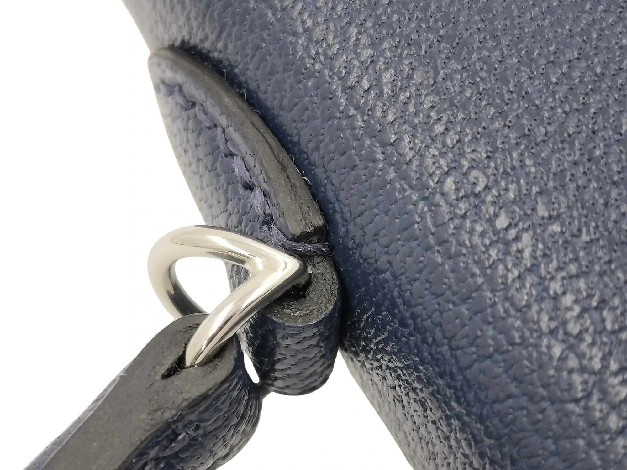Pre-Loved Kelly Handbag Leather Mini II with Palladium Hardware, Navy Blue