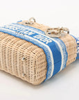 Pre-Loved Lady Dior Handbag Wicker Oblique Medium with Gold Hardware, Natural Beige and Blue