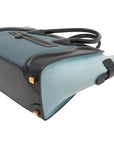 Pre-Loved Luggage Micro Tote Leather Micro with Gold Hardware, Light Blue, Teal Blue, and Black