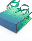 Pre-Loved Sac Plat Tote Monogram Leather XS with Silver Hardware, Green Blue Gradient