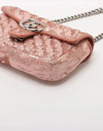 Pre-Loved GG Marmont Shoulder Bag Quilted Sequins Mini with Silver Hardware, Pink