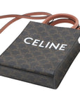 Pre-Loved Vertical Cabas Tote Triomphe Canvas Coated Mini with Gold Hardware, Brown