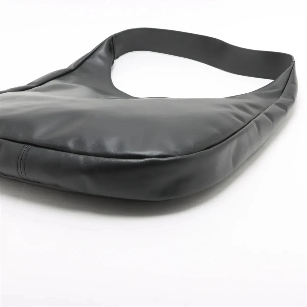 Pre-Loved Padded Nappa Leather Hobo Shoulder Bag Leather with Gold Hardware, Black