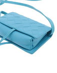 Pre-Loved Intrecciato Mini Crossbody Crossbody Bag Intrecciato Leather Mini, Light Blue