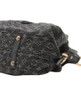 Pre-Loved Neo Cabby Handbag Monogram Denim MM with Aged Gold Hardware, Black