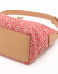 Pre-Loved Anagram Pochette Shoulder Bag Anagram Canvas Small with Gold Hardware, Red and Beige