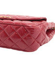 Pre-Loved Quilted Hobo Shoulder Bag Quilted Patent Leather with Aged Gold Hardware, Red