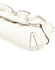 Pre-Loved Horsebit Chain Shoulder Bag Quilted Leather Small with Silver Hardware, White