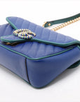 Pre-Loved GG Marmont Shoulder Bag Quilted Leather Small with Gold Hardware, Blue
