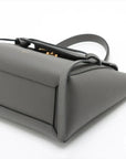 Pre-Loved Belt Bag Handbag Leather Micro with Gold Hardware, Gray