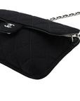 Pre-Loved Quilted Flap Bag with Foldable Tote Crossbody Bag Quilted Canvas Mini with Silver Hardware, Black