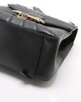 Pre-Loved Queen Margaret Bamboo Bee Backpack Quilted Leather with Aged Gold Hardware, Black