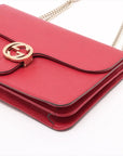 Pre-Loved Interlocking G Crossbody Bag Plain Leather with Gold Hardware Small, Red