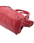 Pre-Loved City Handbag Leather with Matte Black Hardware, Red