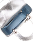 Pre-Loved Lady Dior Handbag Quilted Leather Mini with Silver Hardware, Silver