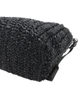 Pre-Loved Crossbody Bag Crochet Raffia with Silver Hardware, Black